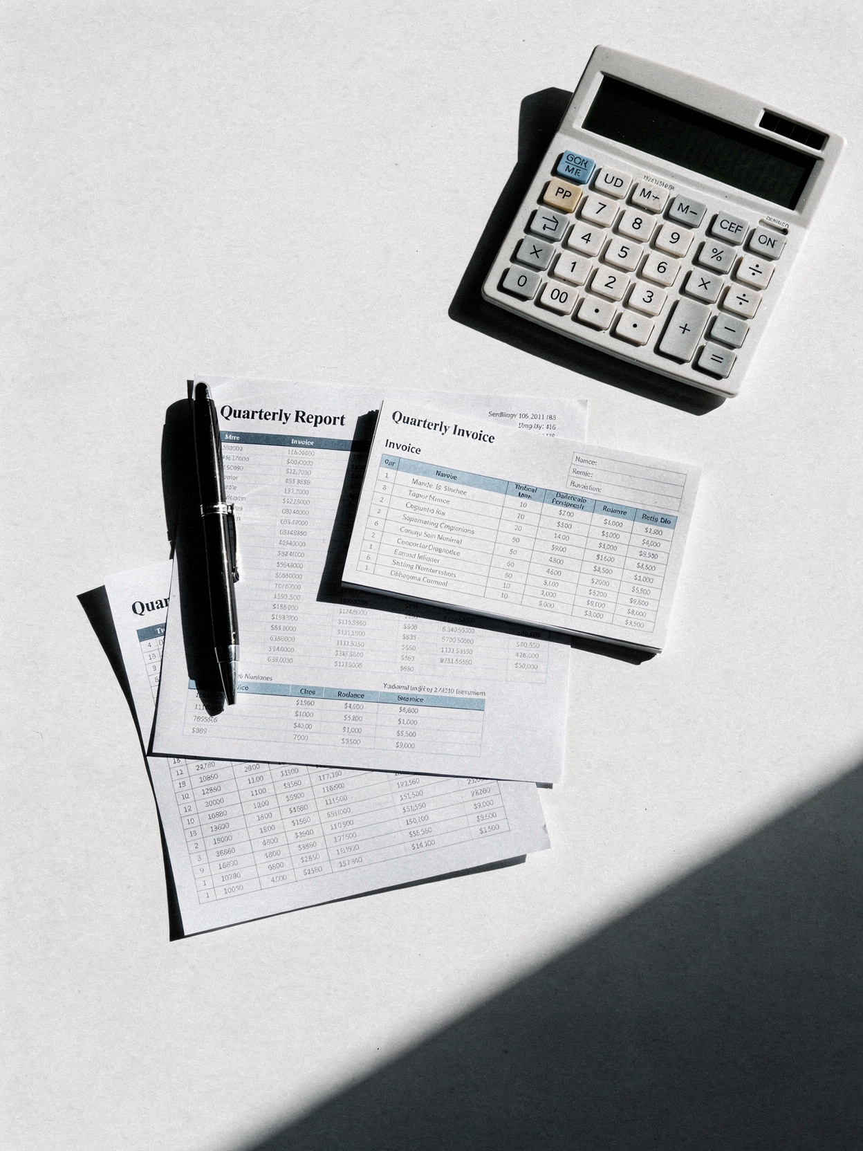 Calculator and financial documents used to calculate a DSCR loan