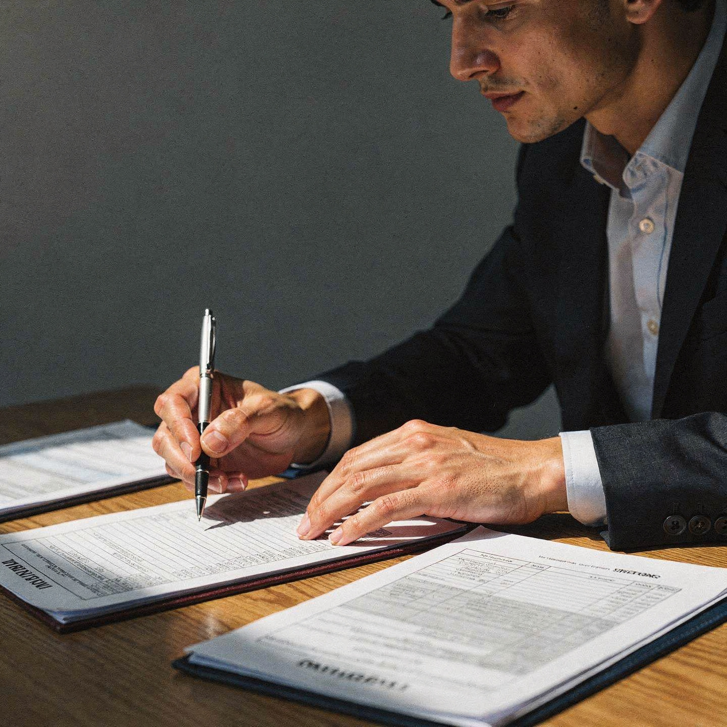 Borrower reviewing and signing mortgage loan documents